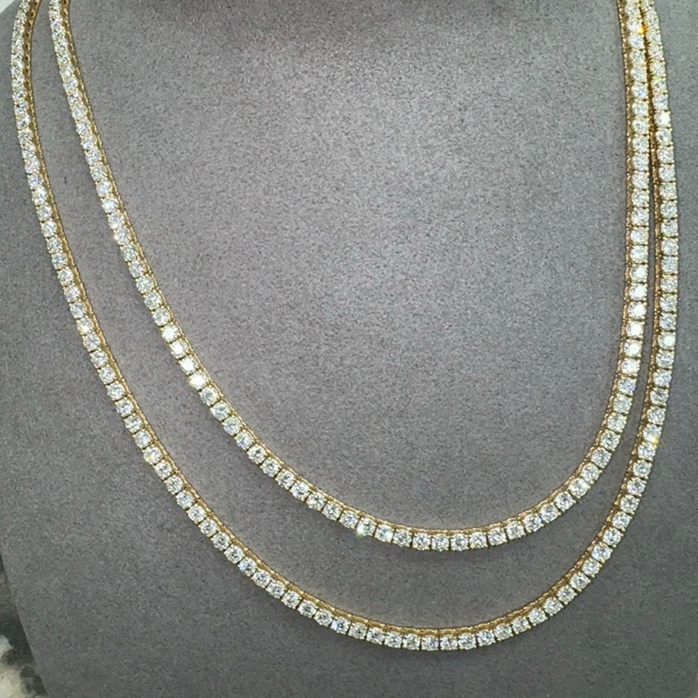 14k Solid Gold Diamond Tennis Necklace